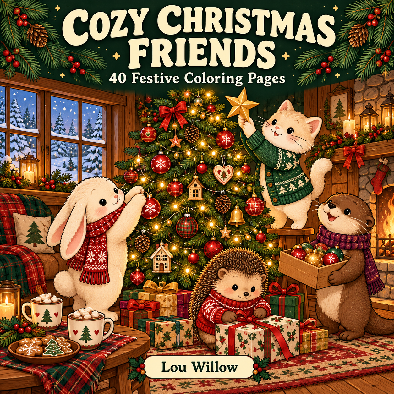 Cozy Christmas Friends coloring book by Lou Willow
