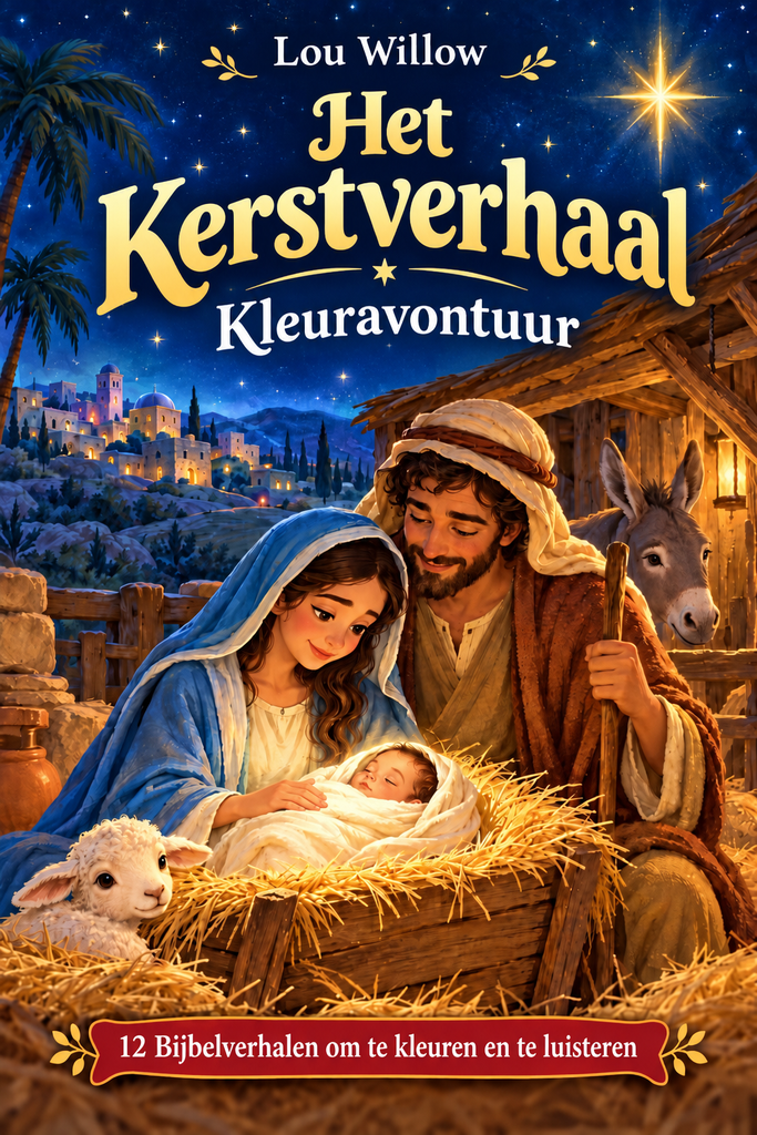 Het Kerstverhaal: Kleuravontuur, Nederlands kleur- en luisterboek van Lou Willow